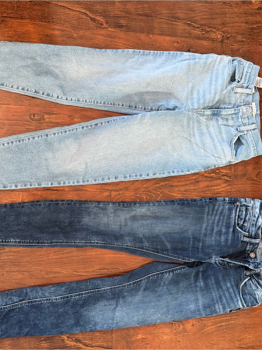 Women's Light Blue and Dark Blue Jeans - Classic Denim Pair